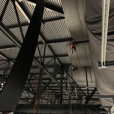 Acoustic Lapendary in arena rafters