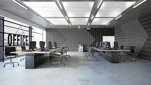 office with MBI products acoustic polyester board wall panels